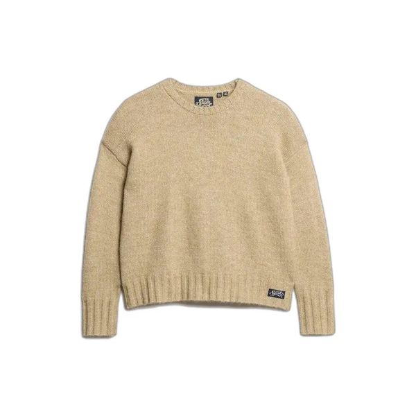 Sweter damski Superdry Essential. Brązowe swetry nierozpinane damskie Superdry, s, z aplikacjami, z dzianiny, klasyczne, bez kołnierzyka, bez ramiączek. Za 245.70 zł.