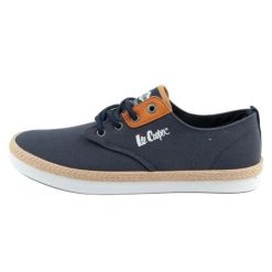 Buty Lee Cooper LCW-25-02-3251M trampki męskie granatowe niebieskie. Niebieskie trampki męskie bez wzorów, z gumy, klasyczne, bez zapięcia. Za 191.13 zł.