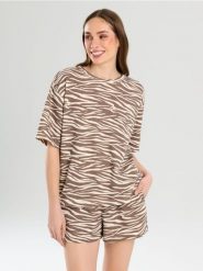 Bluza z krótkim rękawem w zeberkę - wielobarwny. Bluzy damskie Sinsay, l, bez wzorów, bez ramiączek, bez kaptura. Za 39.99 zł.