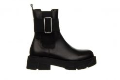 Botki Bayla-161 188 1303 01 Black 161634, Czarny, Skóra naturalna - 40. Czarne botki damskie Bayla, na zimę, bez wzorów, z gumy, eleganckie, z okrągłym noskiem, za kostkę, bez obcasa, bez zapięcia. W wyprzedaży za 299.00 zł.