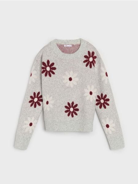 Sweter ze wzorem w kwiaty - wielobarwny. Swetry nierozpinane damskie Sinsay, l, bez wzorów, bez kołnierzyka, bez ramiączek. Za 69.99 zł.