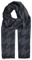 Męski Szalik Alties - Duży Wzór, Granat z Popielem. Niebieskie szaliki męskie Alties, bez wzorów, z bawełny. Za 59.00 zł.