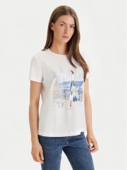 DKNY T-Shirt P61MPWNA Biały Regular Fit. Białe t-shirty damskie DKNY, xs, bez wzorów, z bawełny, bez kołnierzyka, bez ramiączek. Za 389.99 zł.