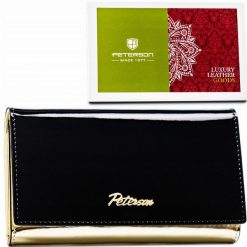 Portfel damski Peterson PTN 1N-466 czarny. Czarne portfele damskie Peterson, z lakierowanej skóry. Za 129.99 zł.