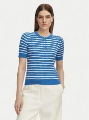 Tommy Hilfiger Sweter WW0WW49613 Niebieski Slim Fit. Niebieskie swetry nierozpinane damskie Tommy Hilfiger, s, bez wzorów, z bawełny, bez kołnierzyka, bez ramiączek. Za 529.99 zł.