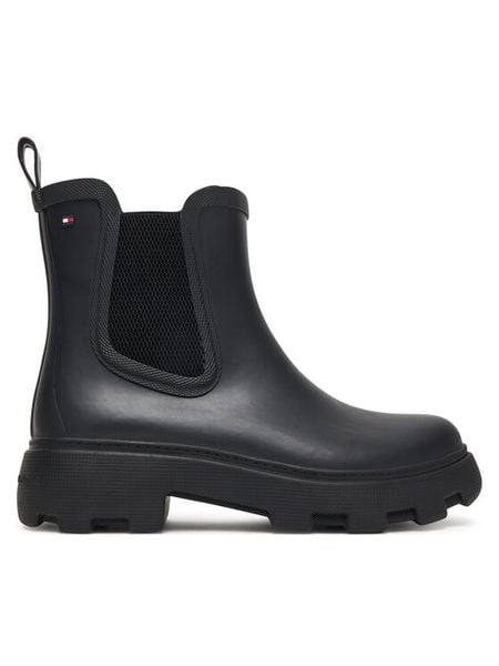 Tommy Hilfiger Kalosze Flag Ankle Warm Lining FW0FW08974 Czarny. Czarne kalosze damskie Tommy Hilfiger, bez wzorów, z kauczuku, bez zapięcia. Za 259.99 zł.