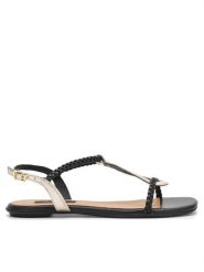 Gino Rossi Sandały MARCHE 222313 Czarny. Czarne sandały damskie Gino Rossi, bez wzorów, ze skóry, bez obcasa, na płaskiej podeszwie, bez zapięcia. Za 229.99 zł.