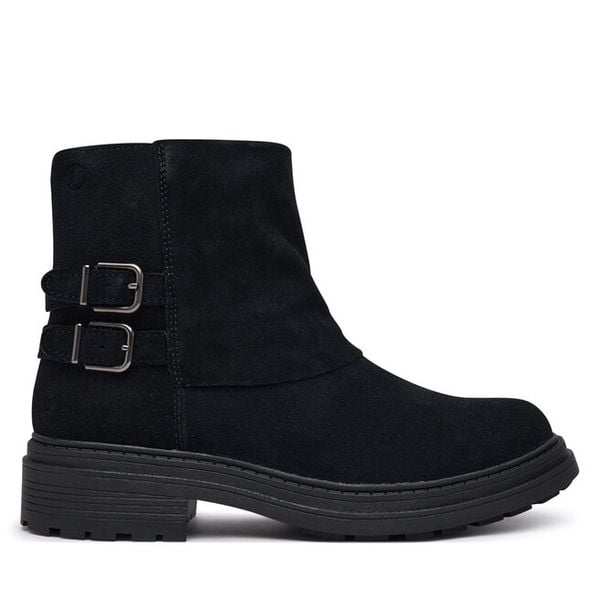 Botki Clarks. Czarne botki damskie Clarks, bez wzorów, bez obcasa, na płaskiej podeszwie, bez zapięcia. Za 569.99 zł.