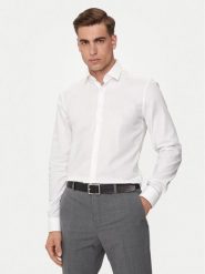 Calvin Klein Koszula K10K113164 Biały Slim Fit. Białe koszule męskie Calvin Klein, m, bez wzorów, z bawełny, biznesowe, bez kołnierzyka, bez ramiączek. Za 199.99 zł.