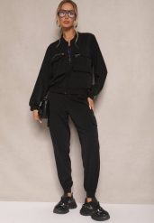 Czarny Komplet Dresowy Cargo Spodnie i Bluza Zdobiona Imitacją Kieszeni Nolhira. Czarne bluzy damskie Renee, l, z aplikacjami, z dresówki, wizytowe, bez ramiączek, bez kaptura. Za 129.99 zł.