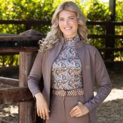 Damska kurtka jeździecka Harry's Horse Classy. Brązowe kurtki sportowe damskie HARRYS HORSE, m, bez wzorów, z elastanu, bez ramiączek, bez kaptura, na golfa. Za 172.00 zł.