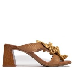 Klapki Hispanitas. Brązowe klapki damskie Hispanitas, bez wzorów, bez obcasa, bez zapięcia. Za 609.99 zł.