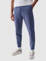 4F Spodnie dresowe joggery męskie - niebieskie S. Niebieskie spodnie materiałowe męskie 4F, l, bez wzorów, z bawełny. Za 149.99 zł.