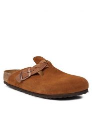 Birkenstock Klapki Boston 1026713 Brązowy. Brązowe klapki damskie Birkenstock, bez wzorów, ze skóry, bez obcasa, bez zapięcia. Za 719.99 zł.