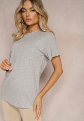 Szara Casualowa Koszulka T-shirt z Bawełny Gittaria. Szare bluzki damskie Renee, uniwersalny, bez wzorów, z bawełny, biznesowe, bez kołnierzyka, bez ramiączek. Za 14.99 zł.