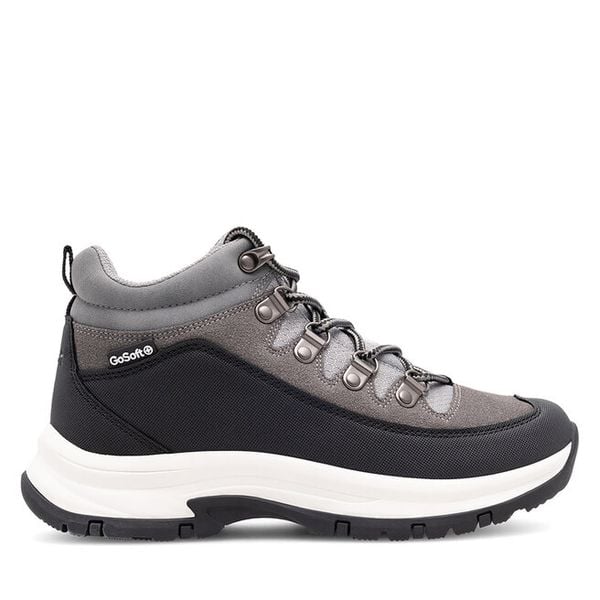 Trzewiki Go Soft. Szare botki damskie GO SOFT, bez wzorów, bez obcasa, na płaskiej podeszwie, bez zapięcia. Za 149.99 zł.