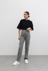 Eleganckie WEŁNIANE spodnie w kolorze SZARYM -VEZELAY-XS. Szare spodnie materiałowe damskie Marsala, bez wzorów, z elastanu, biznesowe. W wyprzedaży za 131.97 zł.