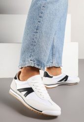 Białe Sneakersy Klasyczne Tenisówki Zdobione Przeszyciami Bortewi. Białe trampki i tenisówki damskie Renee, z aplikacjami, z jeansu, bez zapięcia. Za 74.99 zł.