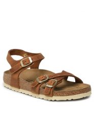 Birkenstock Sandały Kumba 1021489 Brązowy. Brązowe sandały damskie Birkenstock, bez wzorów, z syntetyku, bez obcasa, na płaskiej podeszwie, bez zapięcia. Za 579.99 zł.