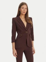 Elisabetta Franchi Marynarka GI-215-61E2-V590 Brązowy Regular Fit. Brązowe marynarki i żakiety damskie Elisabetta Franchi, bez wzorów, z syntetyku, bez kołnierzyka, bez ramiączek. Za 2,509.00 zł.