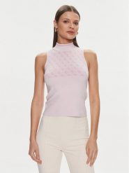 Guess Bluzka Lise W3YR26 Z37K0 Różowy Slim Fit. Czerwone bluzki damskie Guess, xs, z aplikacjami, z wiskozy, bez kołnierzyka, bez ramiączek. Za 379.99 zł.
