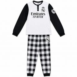 Real Madryt piżama męska czarno-biała. Białe piżamy męskie REAL MADRID, m, bez wzorów, z bawełny, bez kołnierzyka, bez ramiączek, długie. Za 149.00 zł.