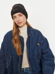 Calvin Klein Czapka K60K612594 Czarny. Czarne czapki damskie Calvin Klein, na zimę, bez wzorów, z materiału. Za 299.99 zł.