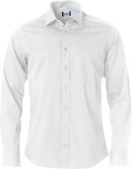 Clique Clark koszula męska z długim rękawem 100% bawełna Easy Care – white. Białe koszule męskie CLIQUE, m, bez wzorów, z bawełny, bez kołnierzyka, bez ramiączek. Za 212.59 zł.