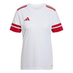 Damska koszulka piłkarska adidas Squadra 25 Jersey. Białe bluzki damskie Adidas, bez wzorów, z jersey, sportowe, bez kołnierzyka, bez ramiączek. Za 73.99 zł.