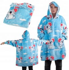 Bluza koc OVERSIZE XXL 2W1 Gruba Futrzak miękka z kapturem Koala. Bluzy damskie xxxxxxxxxxxxxxxx Verk Group (Verk), xxl, bez wzorów, bez ramiączek, z kapturem. Za 49.99 zł.