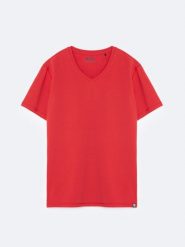 Koszulka męska v-neck czerwona Irtos 603. Czerwone koszulki sportowe męskie BIG STAR, l, z aplikacjami, z bawełny, bez ramiączek. W wyprzedaży za 69.99 zł.