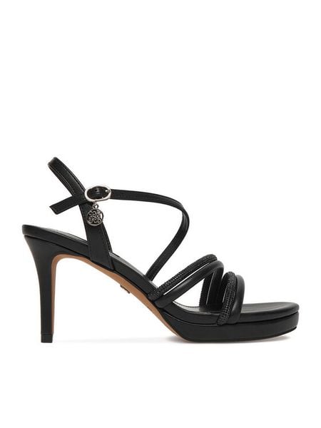 Nine West Sandały CEO-25120-2508 Czarny. Czarne sandały damskie Nine West, bez wzorów, z materiału, bez obcasa, na szpilce, bez zapięcia. Za 159.99 zł.
