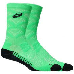 Skarpetki sportowe dla dorosłych Performance Run Crew Sock. Zielone skarpetki damskie Asics, bez wzorów, z nylonu. Za 79.99 zł.