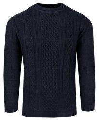 Męski Sweter z Dzianiny Bawełnianej (Knit) - Adriano Guinari - Granatowy. Niebieskie swetry męskie Adriano Guinari, na jesień, l, bez wzorów, z bawełny, bez kołnierzyka, bez ramiączek. Za 169.00 zł.