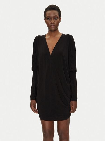 NORMA KAMALI Sukienka koktajlowa KK4243PLG66001 Czarny Regular Fit. Czarne sukienki damskie Norma Kamali, xs, bez wzorów, z syntetyku, wizytowe, bez kołnierzyka, bez ramiączek. Za 669.99 zł.