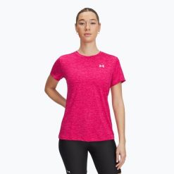 Koszulka treningowa damska Under Armour Tech C-Twist. Czerwone bluzki damskie Under Armour, s, bez wzorów, sportowe, bez kołnierzyka, bez ramiączek. Za 127.65 zł.