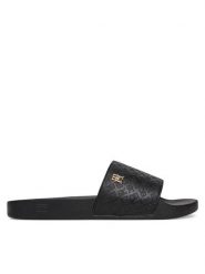 Tommy Hilfiger Klapki Th Monogram Poolside FW0FW08525 Czarny. Czarne klapki damskie Tommy Hilfiger, bez wzorów, ze skóry, bez obcasa, bez zapięcia. Za 179.99 zł.