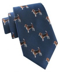 Jedwabny Krawat Męski - His Story - Niebieski, Wzór Psów (Beagle). Niebieskie krawaty i muchy His Story, bez wzorów, z jedwabiu, eleganckie. Za 115.00 zł.