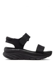 Skechers Sandały New Block 119226/BBK Czarny. Czarne sandały damskie Skechers, bez wzorów, z materiału, bez obcasa, na koturnie, bez zapięcia. W wyprzedaży za 199.99 zł.