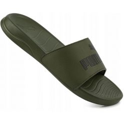 Klapki na basen męskie Puma Popcat 20 zielone. Zielone klapki męskie Puma, bez wzorów, bez zapięcia. Za 89.00 zł.