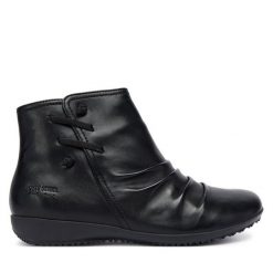Botki Josef Seibel. Czarne botki damskie Josef Seibel, bez wzorów, bez obcasa, na płaskiej podeszwie, bez zapięcia. Za 379.99 zł.