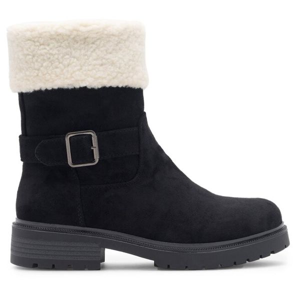 Botki Clara Barson. Czarne botki damskie Clara Barson, bez wzorów, bez obcasa, na płaskiej podeszwie, bez zapięcia. Za 169.99 zł.
