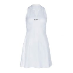 Sukienka tenisowa Nike Dri-Fit Advantage. Białe sukienki damskie Nike, m, bez wzorów, sportowe, bez kołnierzyka, bez ramiączek, sportowe. Za 349.99 zł.