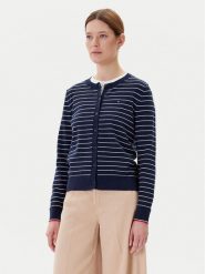Tommy Hilfiger Kardigan WW0WW42370 Granatowy Regular Fit. Niebieskie kardigany damskie Tommy Hilfiger, m, bez wzorów, z bawełny, bez kołnierzyka. Za 419.99 zł.