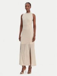 Guess Sukienka koktajlowa W6GK16 K2953 Beżowy Slim Fit. Brązowe sukienki damskie Guess, na lato, xl, z aplikacjami, z syntetyku, bez kołnierzyka, bez ramiączek. Za 859.99 zł.