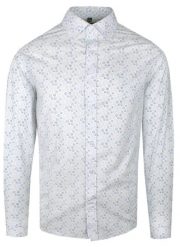 Koszula o Taliowanym Kroju - Victorio - Biała w Grochy (Bąbelki). Białe koszule męskie Victorio, uniwersalny, bez wzorów, z bawełny, eleganckie, bez kołnierzyka, bez ramiączek. Za 169.00 zł.