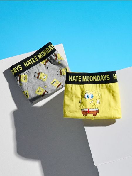 Bokserki 2 pack SpongeBob - wielobarwny. Bokserki męskie Sinsay, bez wzorów. Za 29.99 zł.