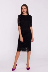 Sukienka koronkowa czarna elegancka ołówkowa dwuczęściowa. Czarne sukienki damskie Stylove, na imprezę, l, bez wzorów, z koronki, eleganckie, bez kołnierzyka, bez ramiączek, mini, dopasowane. Za 509.00 zł.