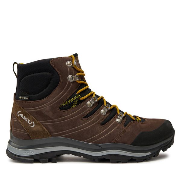 Trekkingi Aku. Brązowe botki męskie Aku, bez wzorów, z gore-texu, sportowe, bez obcasa, bez zapięcia. Za 849.99 zł.