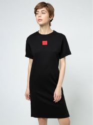 Hugo Sukienka codzienna Neyle 50456013 Czarny Relaxed Fit. Czarne sukienki damskie Hugo, na co dzień, xs, bez wzorów, z bawełny, bez kołnierzyka, bez ramiączek, proste. Za 589.99 zł.
